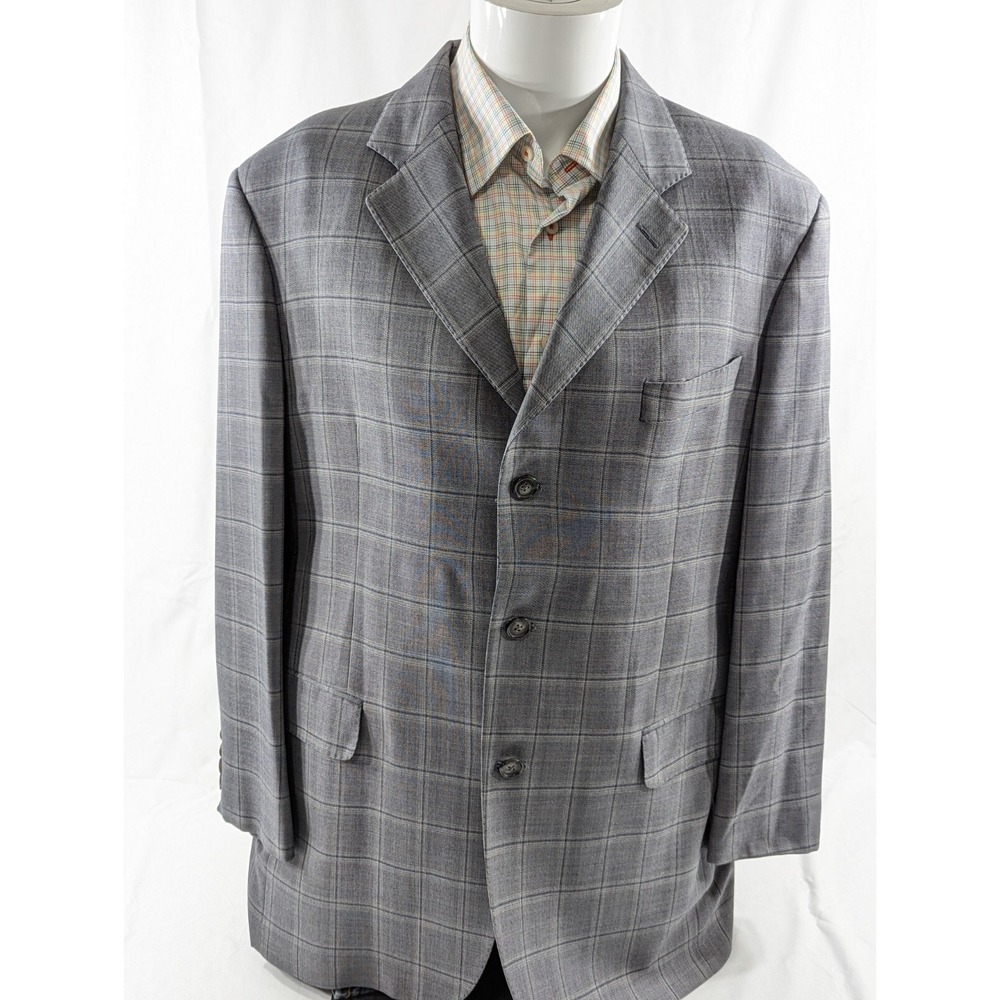 Brooks Brothers Saxxon Wool Blazer Sport Jacket 42R Madison‎ Gray Check 3 Button